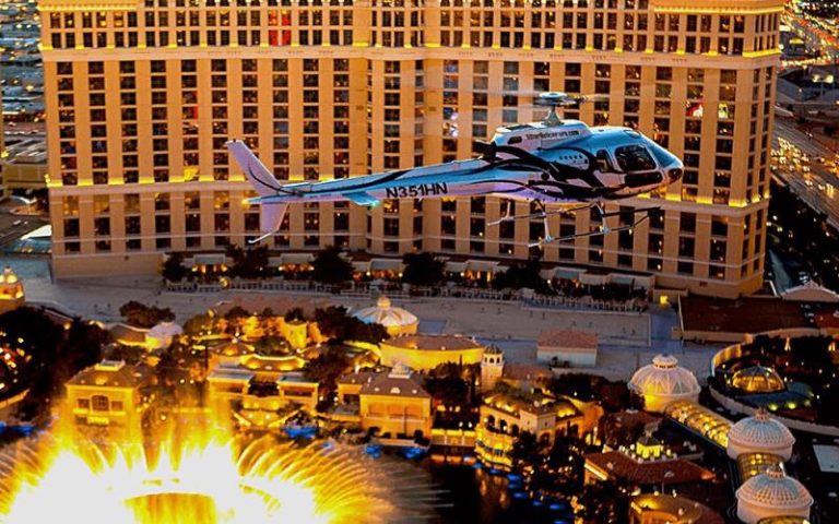 City Lights in Las Vegas seen from a Helicopter during a Night Tour
